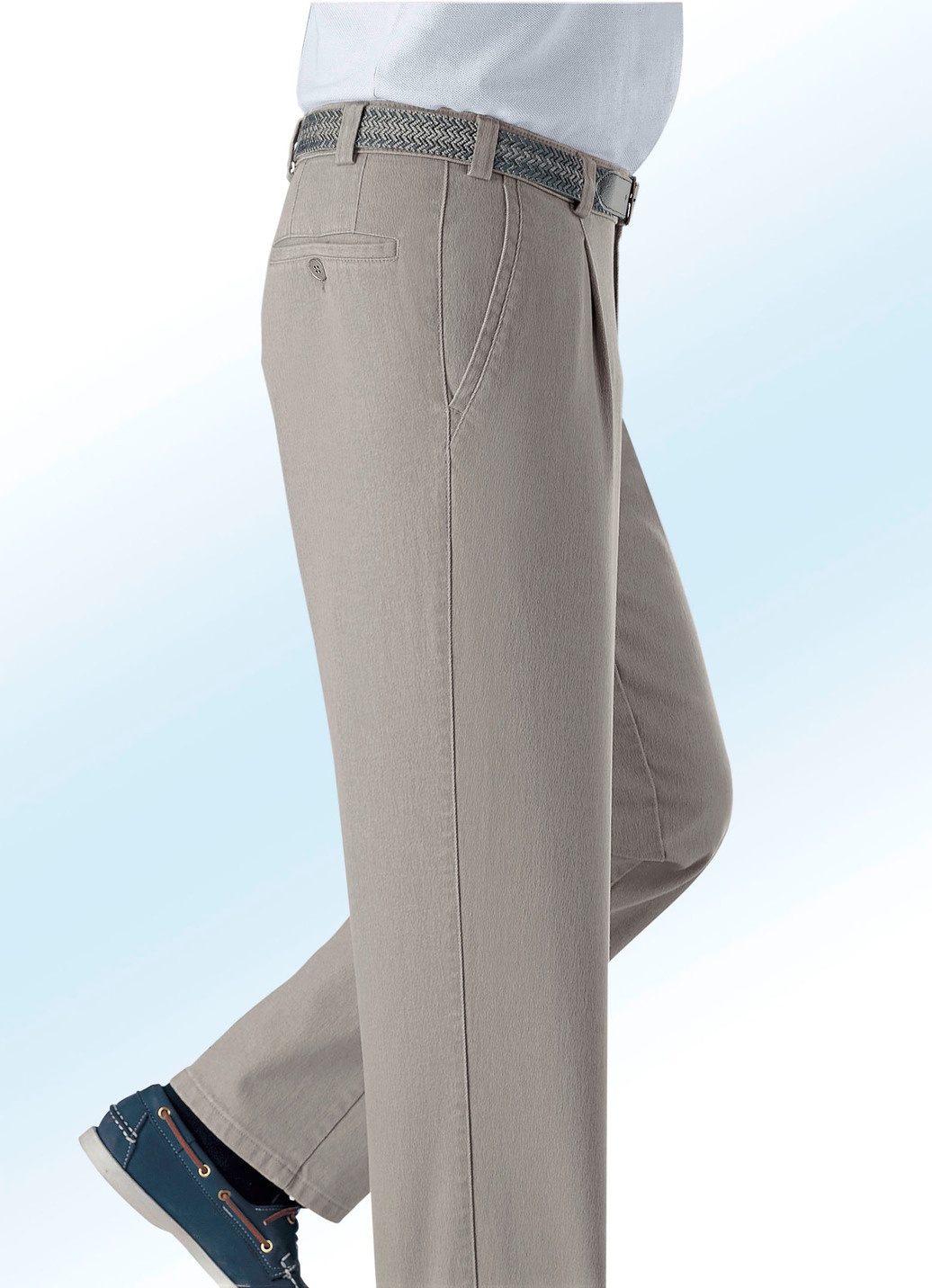 Unterbauch-Jeans mit Bundfalten in 3 Farben