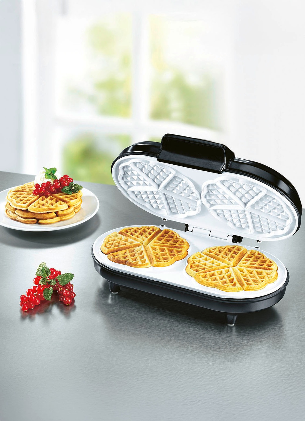 Doppel-Waffeleisen für 2 Waffeln auf einmal