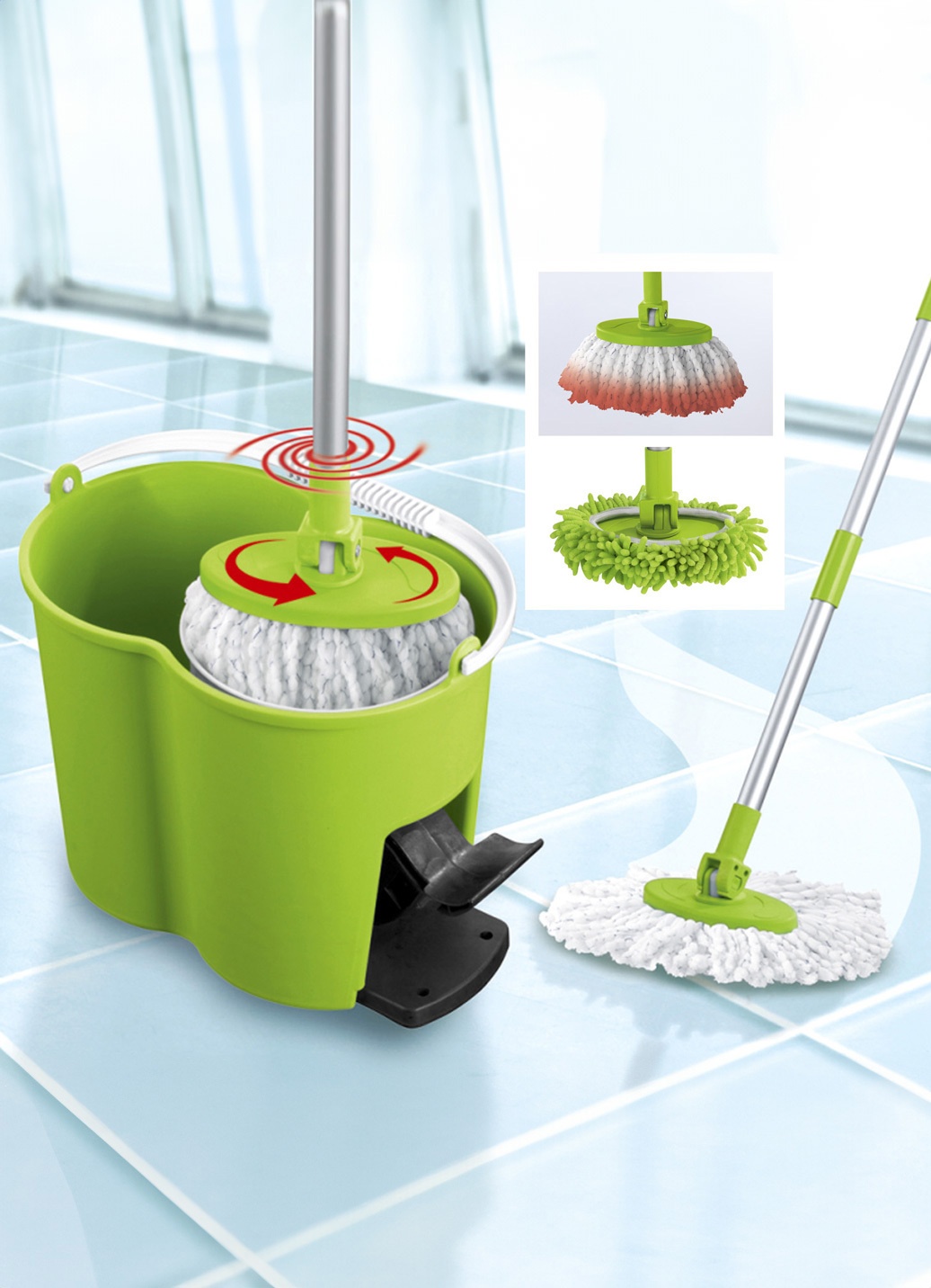 Power-Wischmopp Set Antibakteriell Deluxe