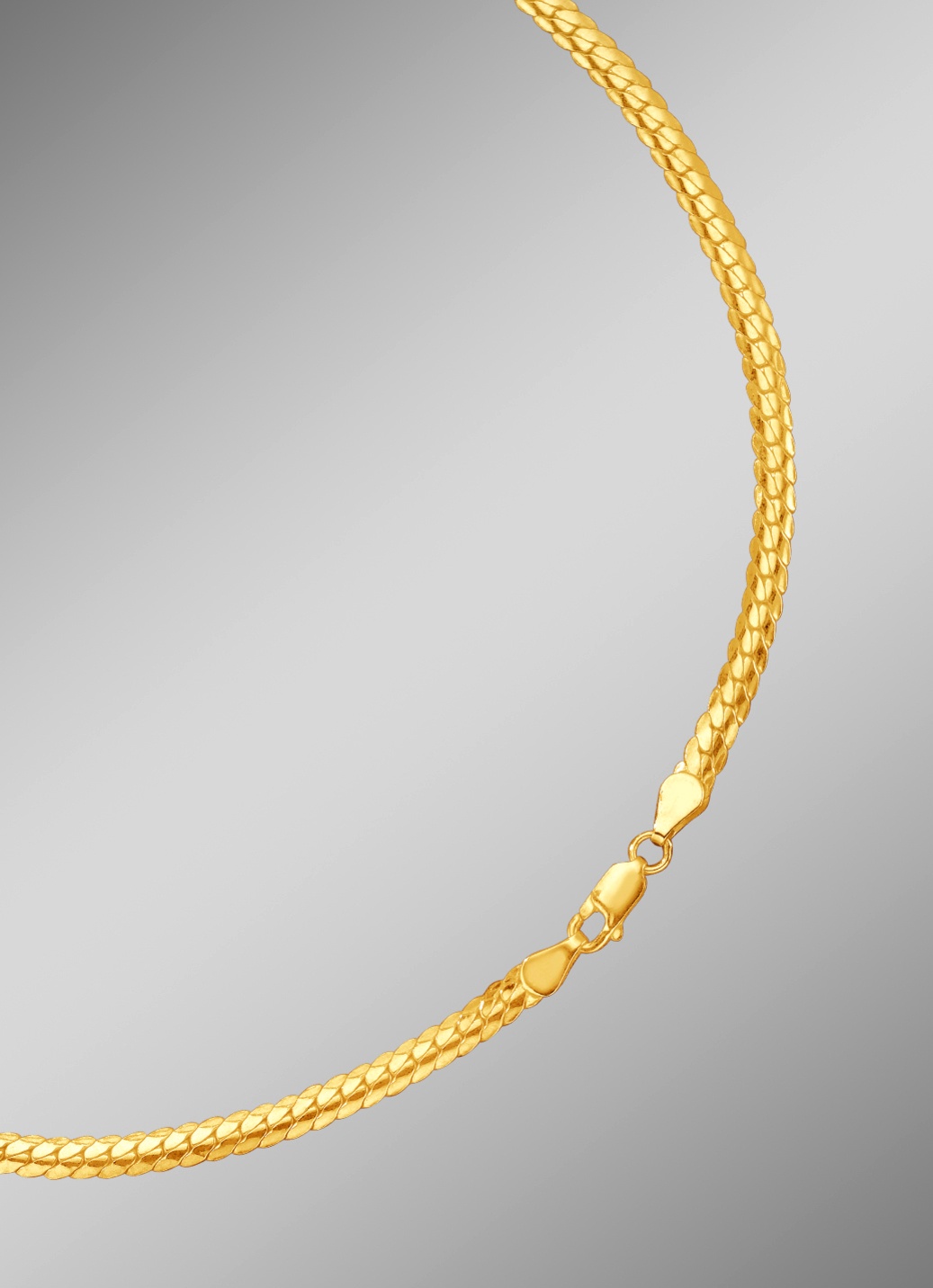 Enge und flache Panzerkette oder -armband aus Gold