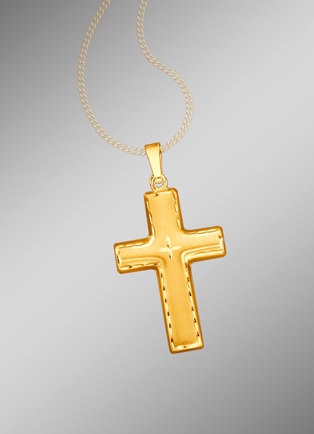 Mattierter und diamantierter Kreuz-Anhänger