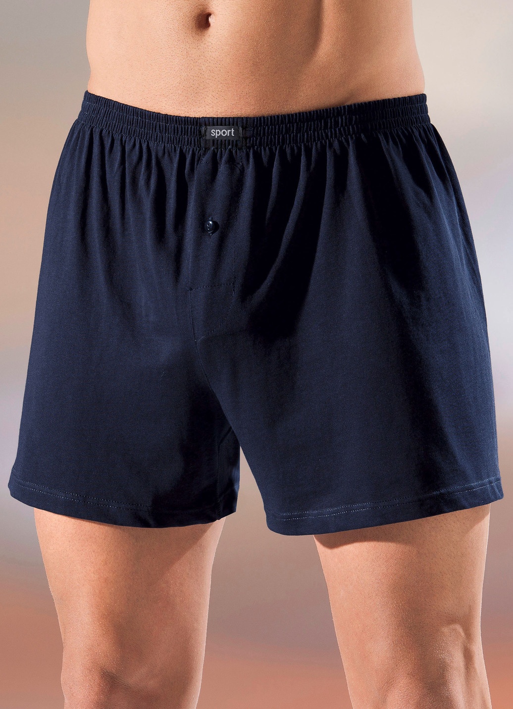 Fünferpack Boxershorts aus BIO-Baumwolle mit Eingriff, uni und meliert