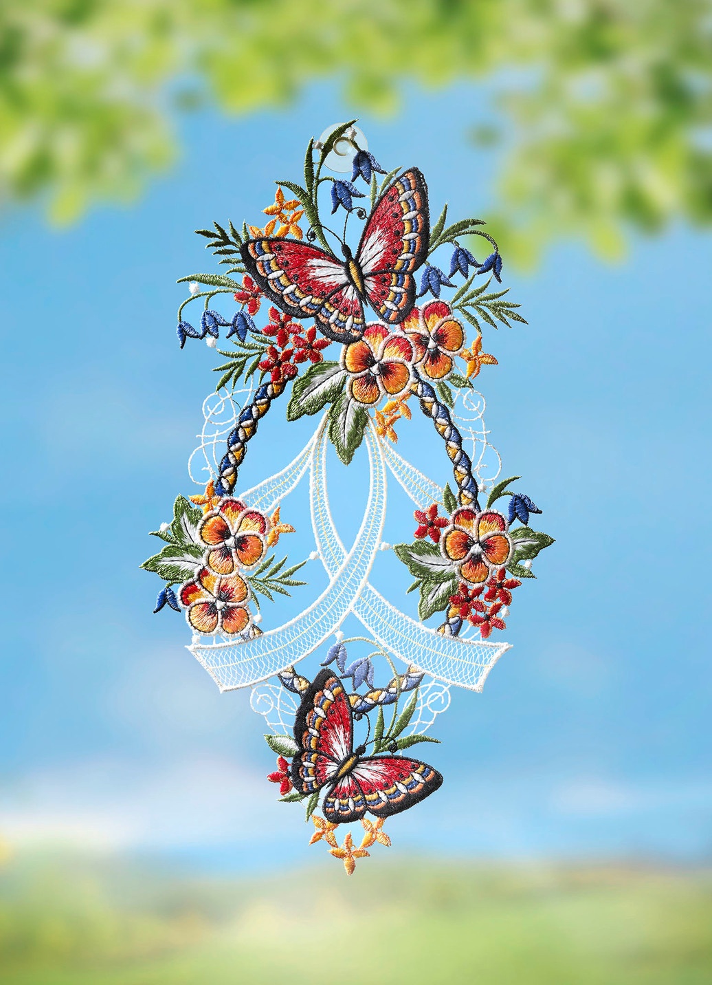 Fensterbild Schmetterling aus Plauener Spitze