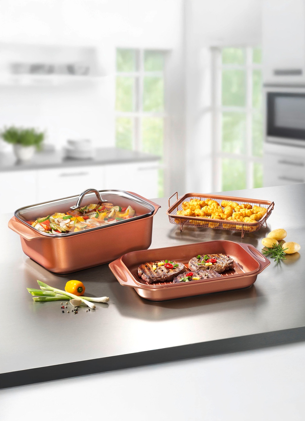 Livington Copperline WonderCooker inkl. Glasdeckel