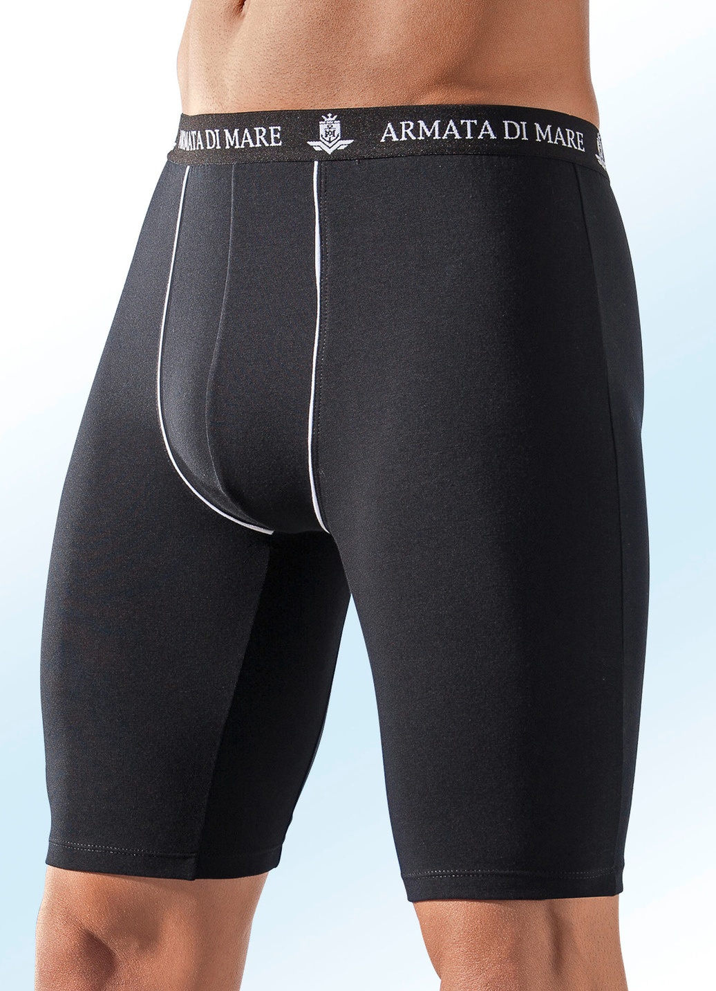 Dreierpack Longpants, uni mit Zierpaspeln