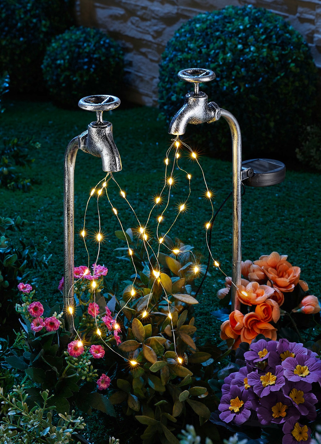 Solar-Wasserhahn, 2er-Set, aus solidem Eisen