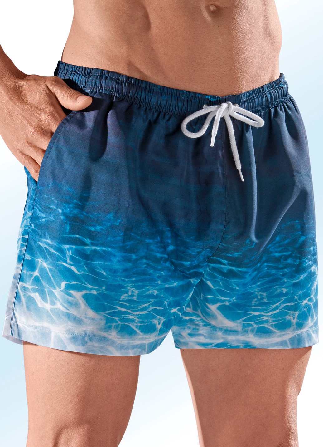 Badeshorts, Gesäßtasche mit Klettverschluss, Microfaser