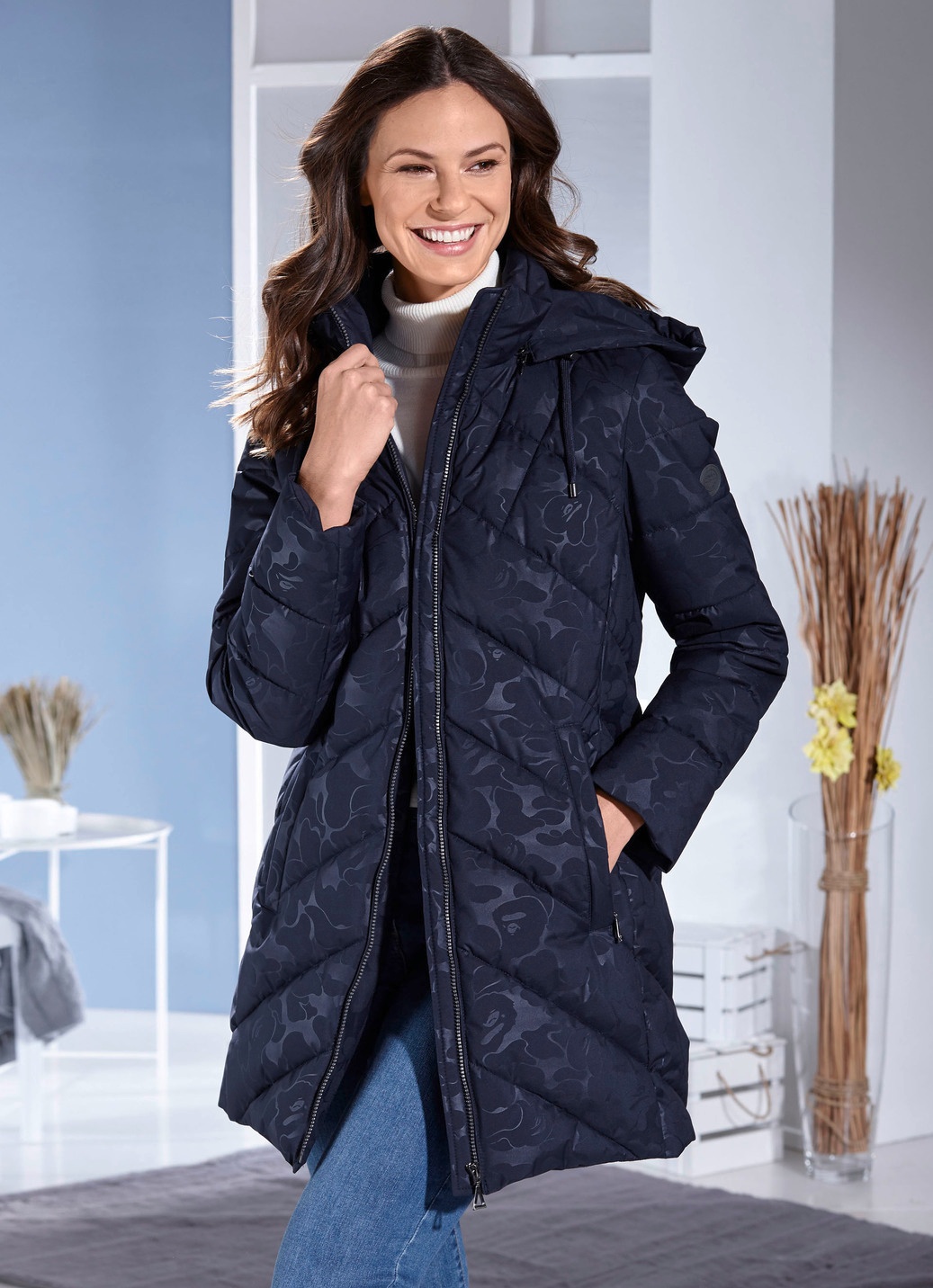 Funktions-Longjacke mit dekorativem Fantasiedessin