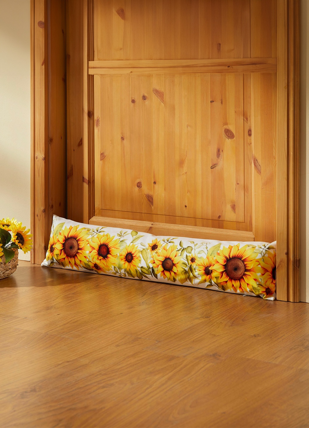 Zugluftrolle mit Sonneblumen-Motiv