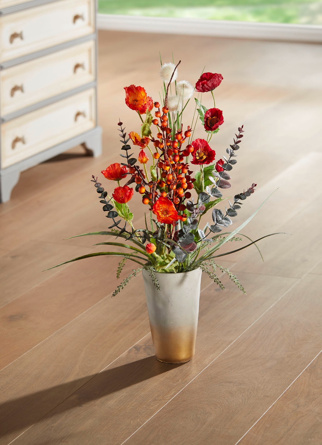Mohnblumen-Arrangement in Vase