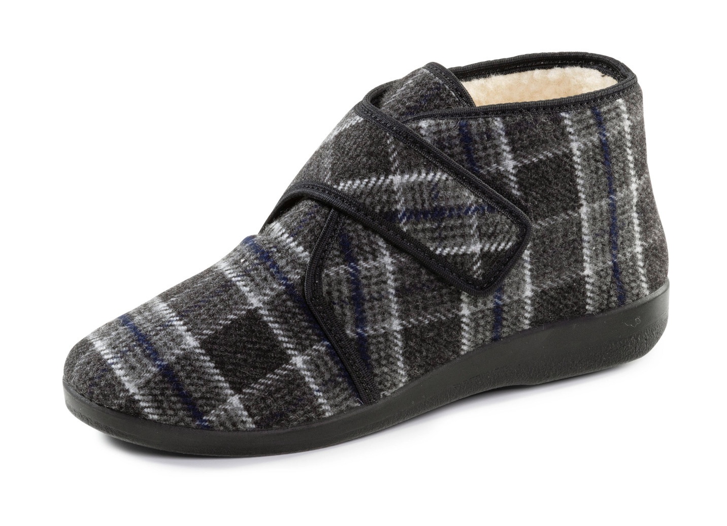 Stiefelette aus kariertem Textilmaterial