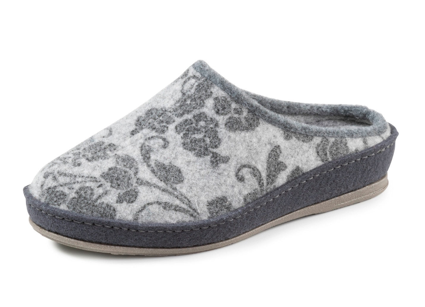 Wollfilz-Pantoffel mit floralem Druck