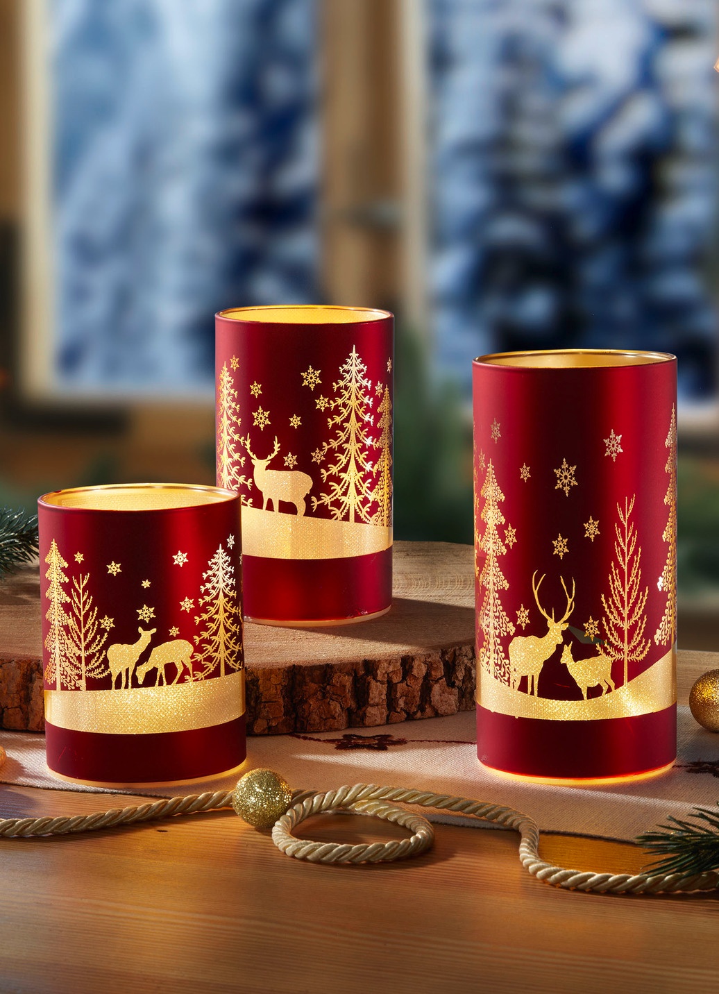 Windlicht, 3er-Set, aus Glas