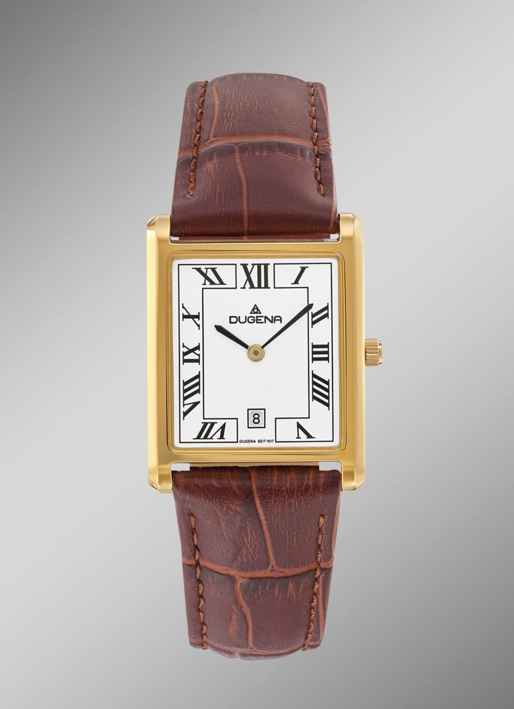 Dugena-Quartz-Herrenuhr mit Edelstahlgehäuse und Lederband