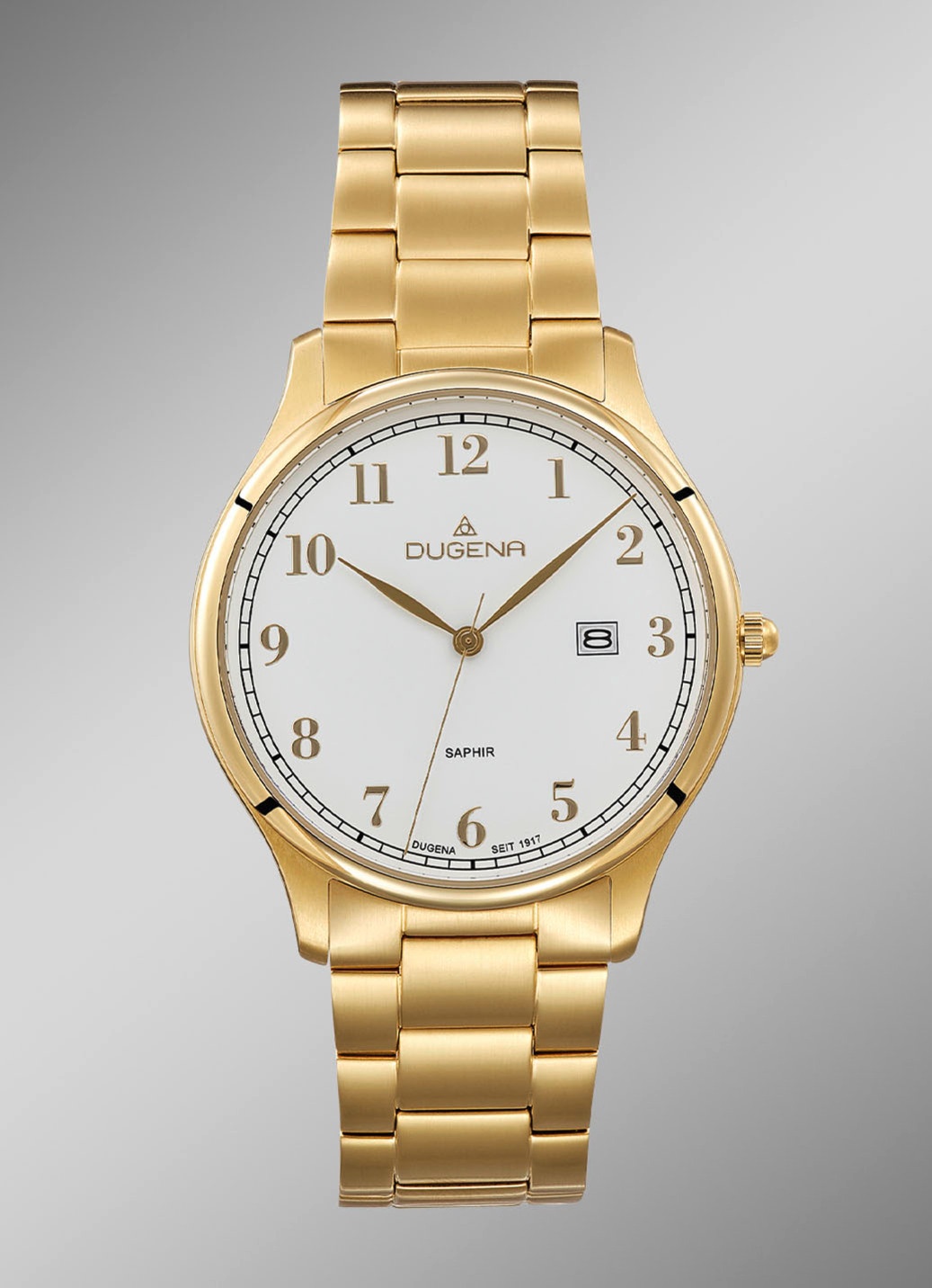 Dugena-Quartz-Herrenuhr mit Edelstahlbandgehäuse