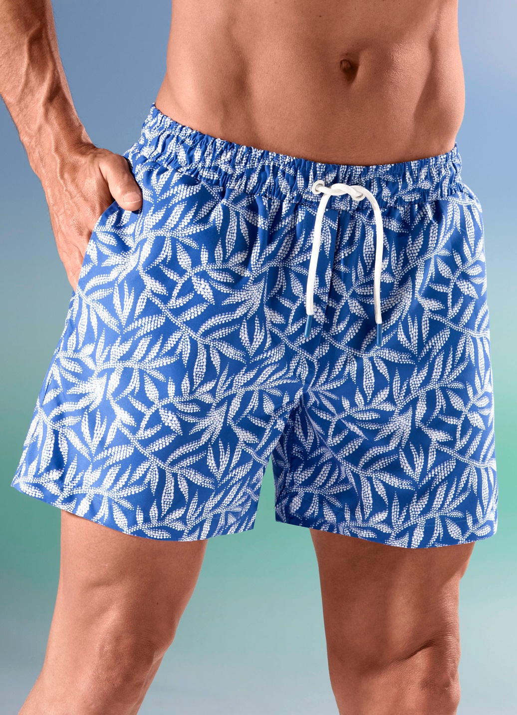 Badeshorts, allover dessiniert, Microfaser