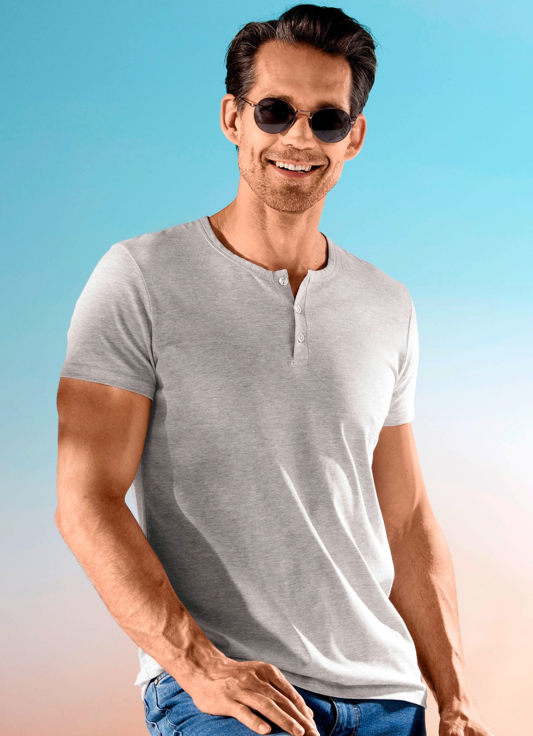 Zweierpack Shirts mit kurzer Knopfleiste
