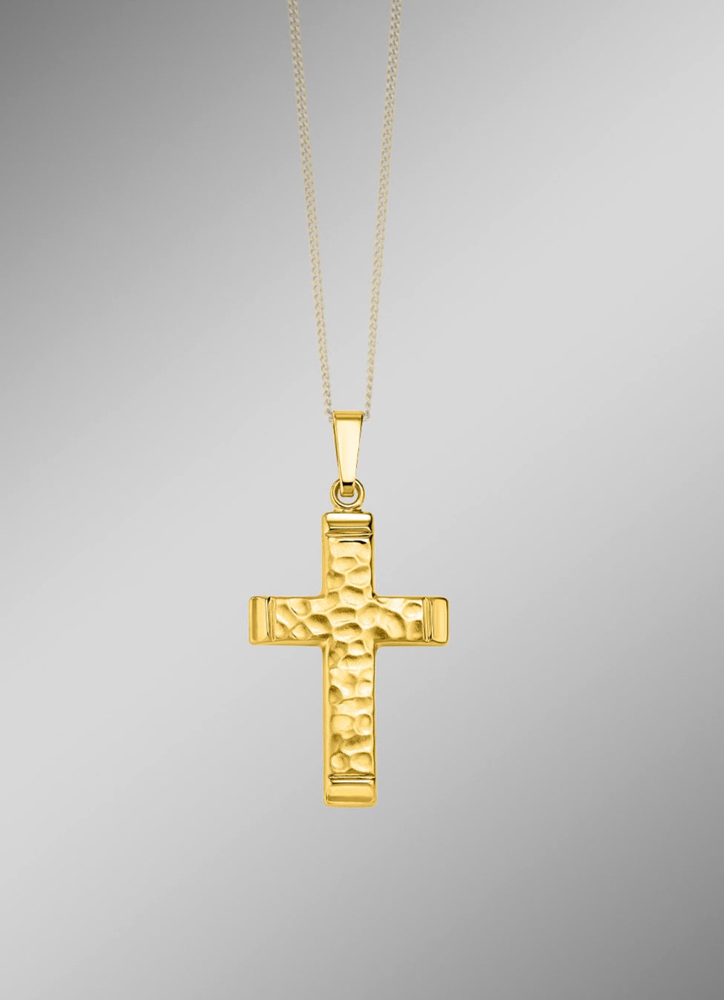 Gehämmerter Kreuz-Anhänger aus Gold
