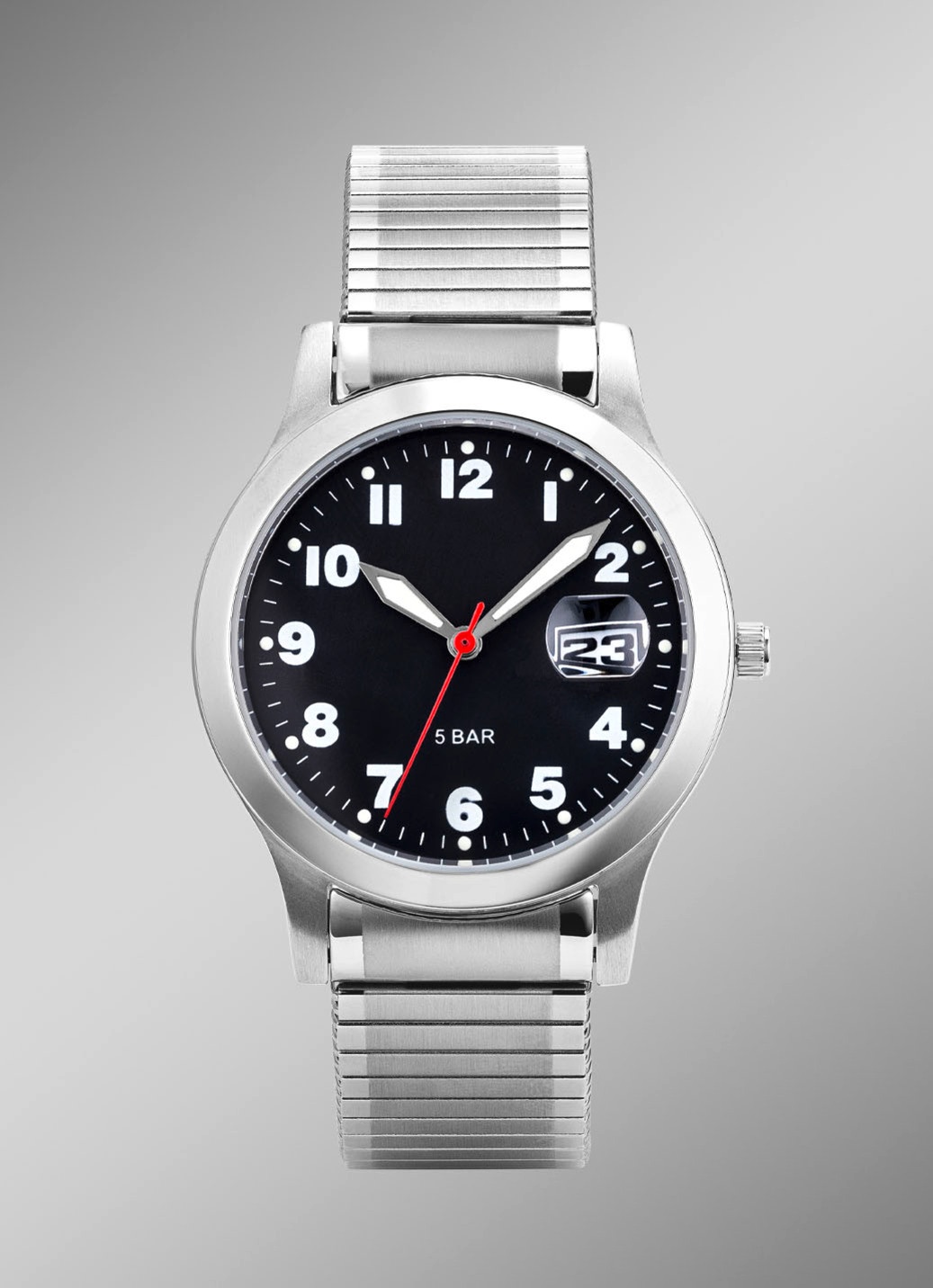 Para-Quartz-Herrenuhr mit Edelstahlzugband