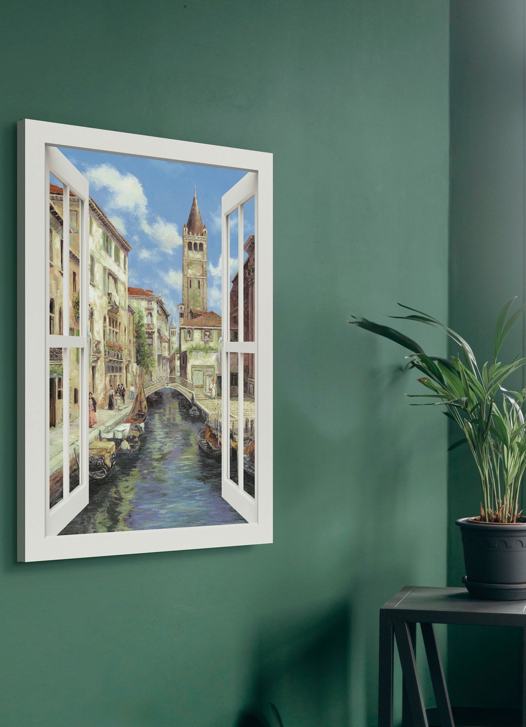 Hochwertiges Leinwandbild Venedig – mit weißem Fenster