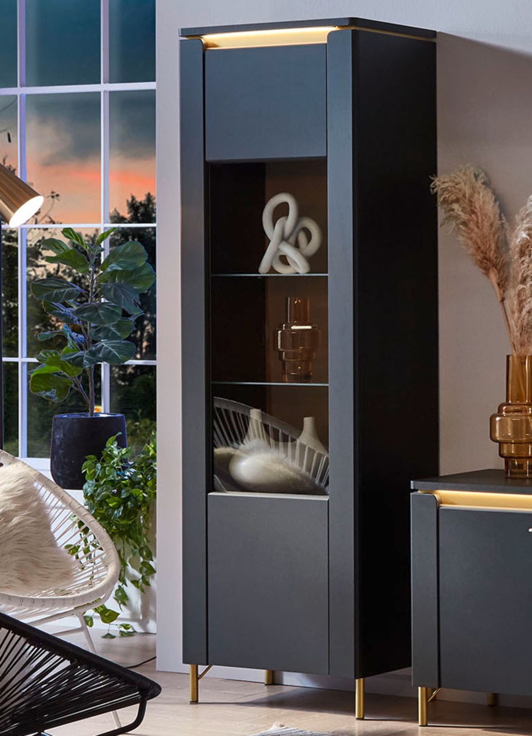 Vitrine mit LED-Beleuchtung und Softclose