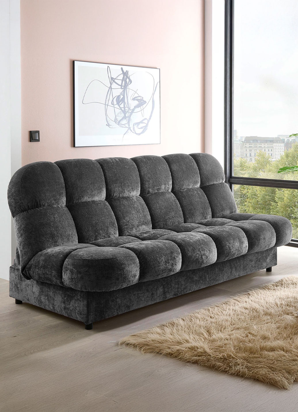 Stilvolles Schlafsofa mit Bettkasten