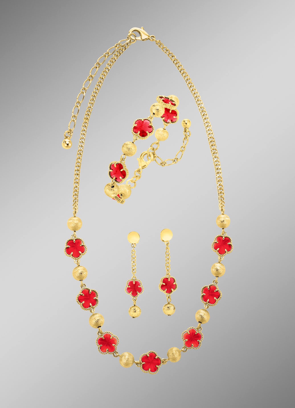 Schmuckset, 3-teilig, im Blumendesign