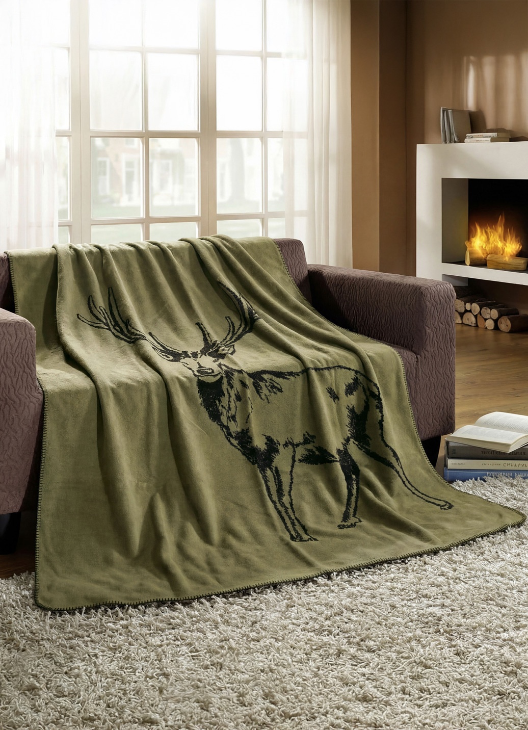 Wohndecke mit Hirsch-Motiv