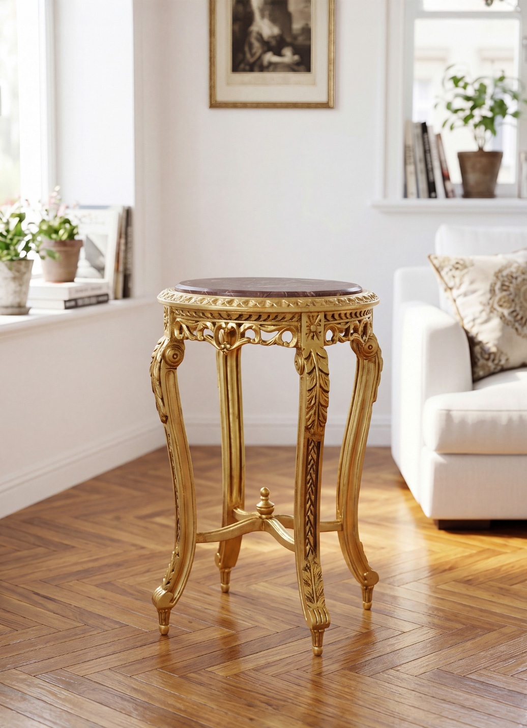 Exquisiter Beistelltisch mit Marmorplatte