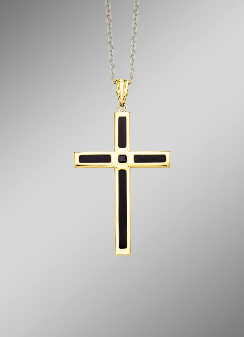 Kreuz-Anhänger mit echt Onyx