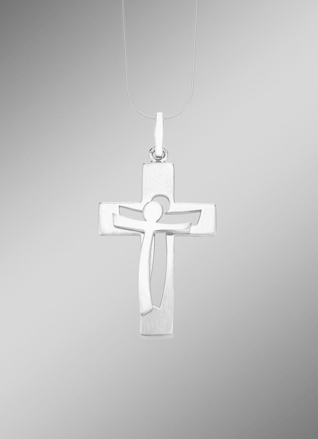 Kreuz-Anhänger, glänzend/mattiert