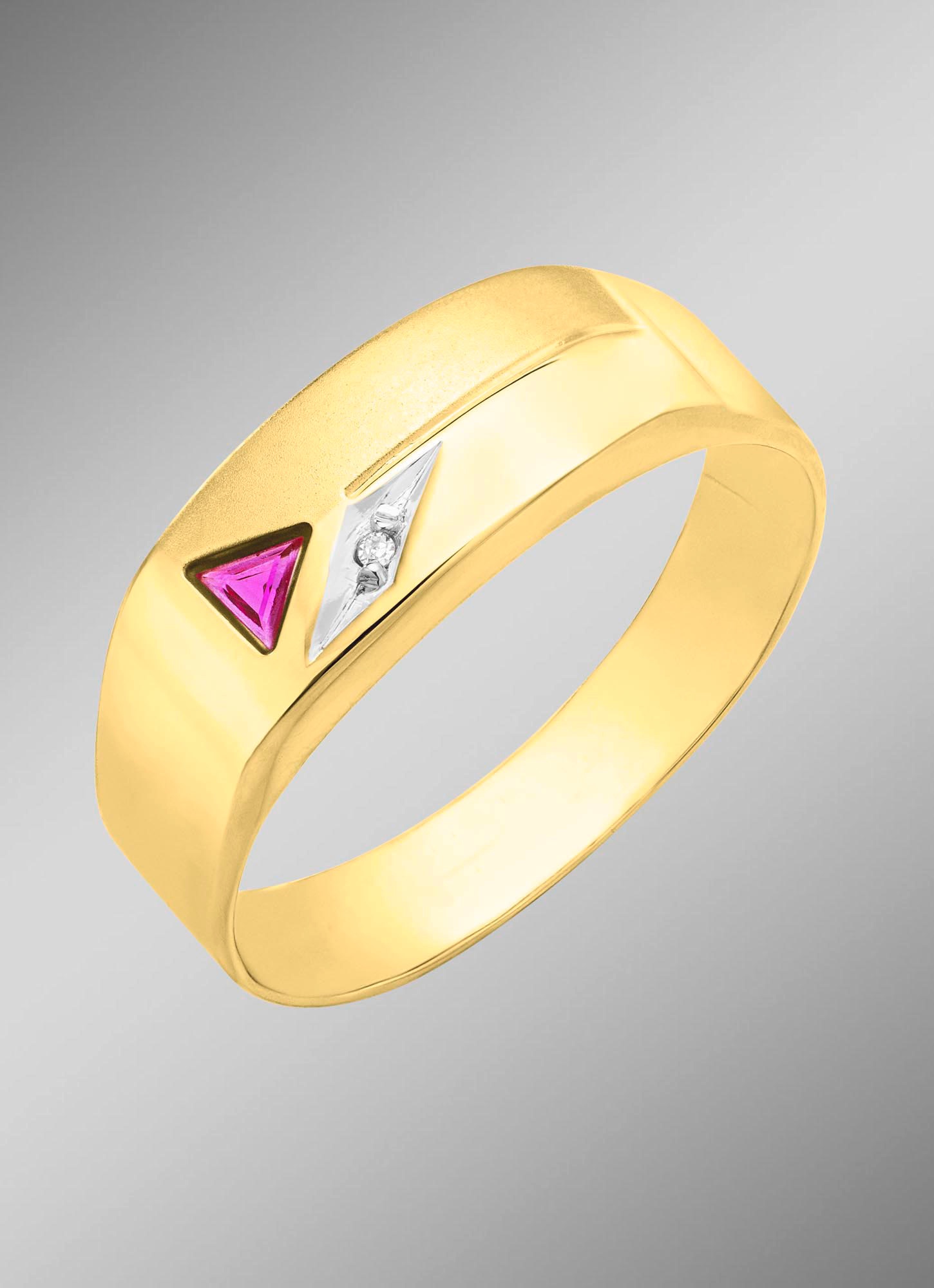Herrenring mit echt Rubin und Diamant