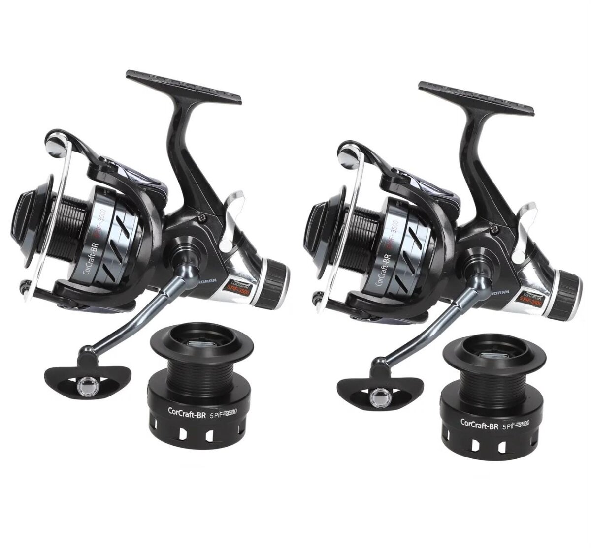 2x Cormoran CorCraft-BR 5PiF 3500 Freilaufrolle Paarpreis Bundle Rollenset