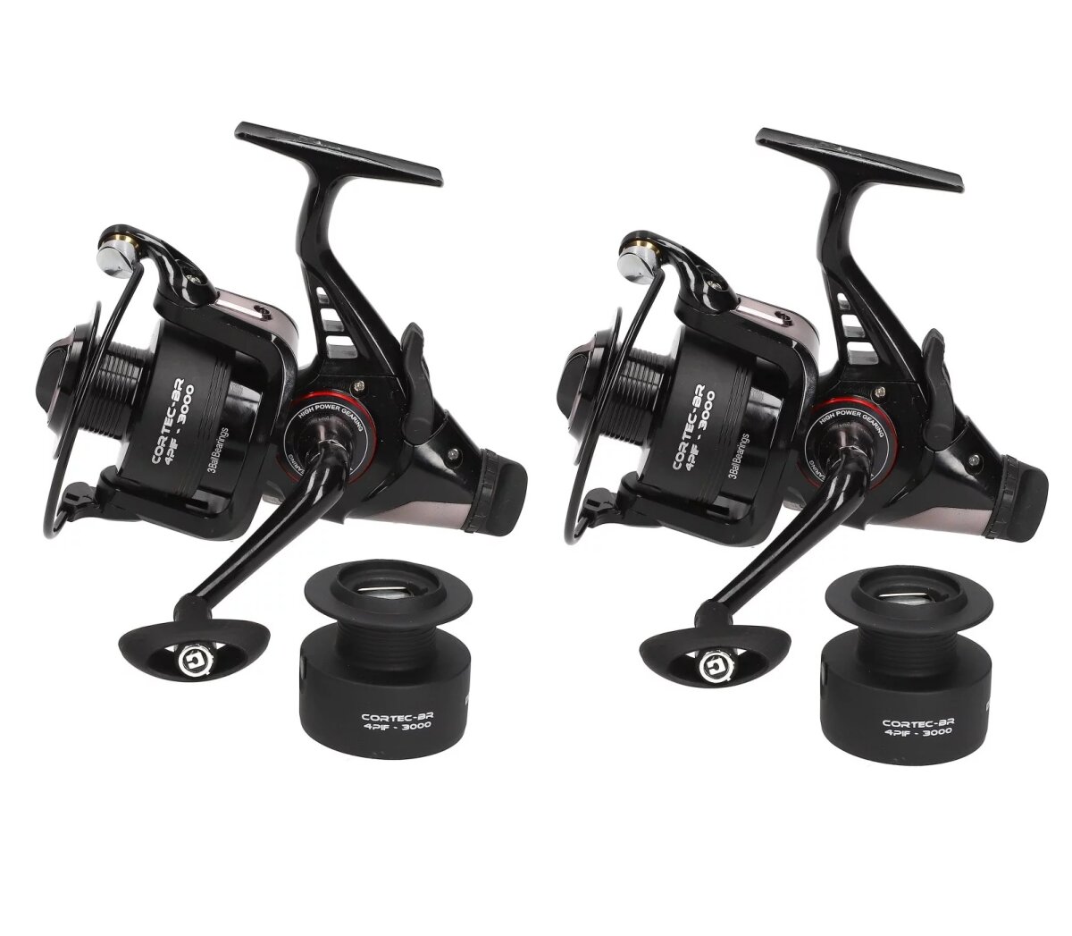 2x Cormoran Cortec BR 4PiF 3000 FS Freilaufrolle Set Allroundrollen Freilauf Rollen