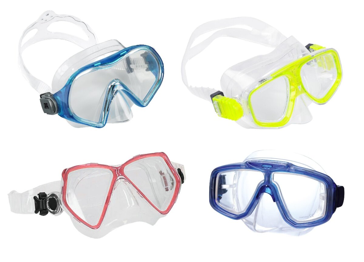 4er Set Balzer Tauchmasken Kinder & Erwachsene – CAICOS, LINEA, SKY & NEMO | Schnorchelmasken mit Schnellverstellung