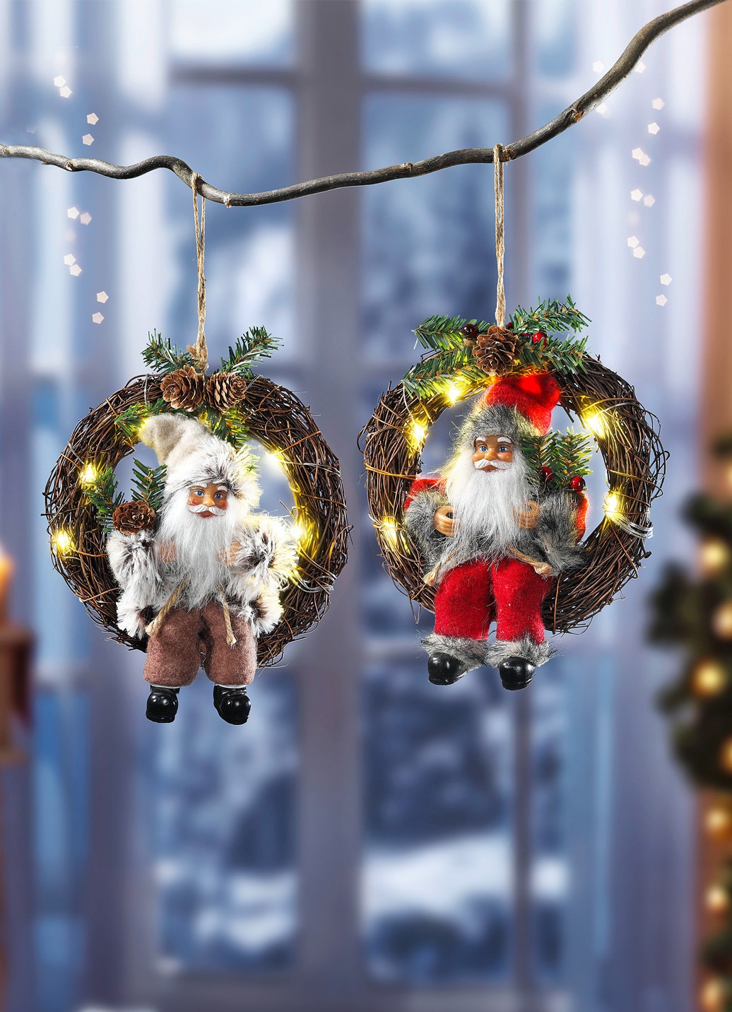 Weihnachtsmann im Kranz, 2er-Set