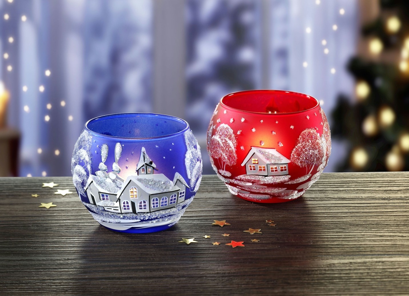 Teelichthalter aus Glas im 2er-Set