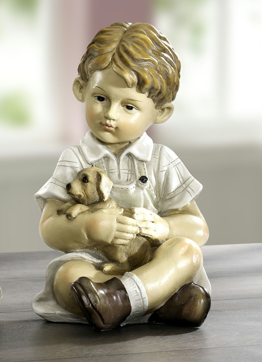 Kinder mit Haustier von Hand bemalt