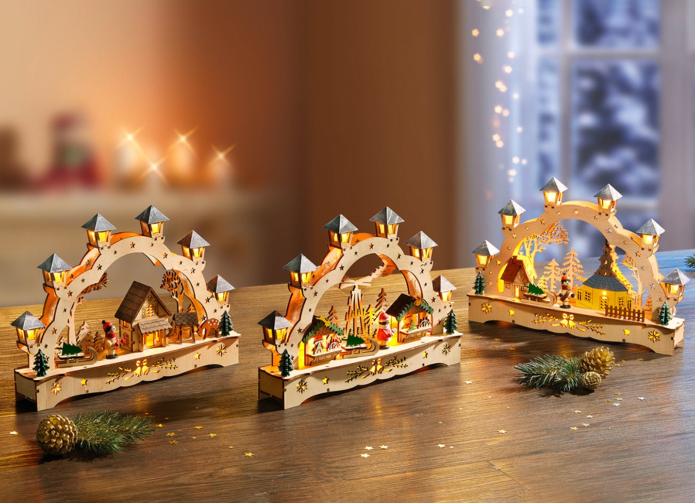 Lichterbogen aus Holz