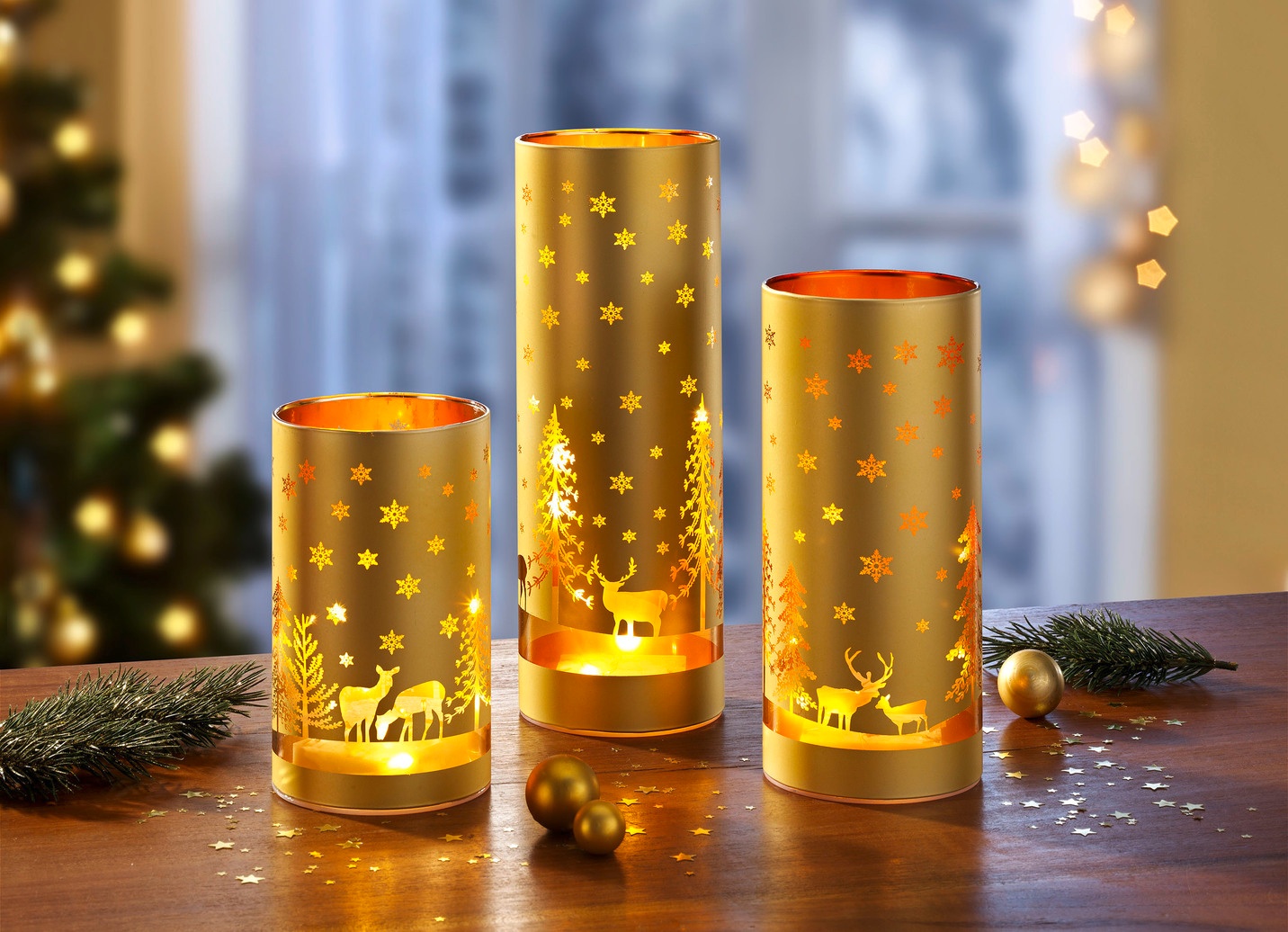 Windlicht 3er-Set aus Glas
