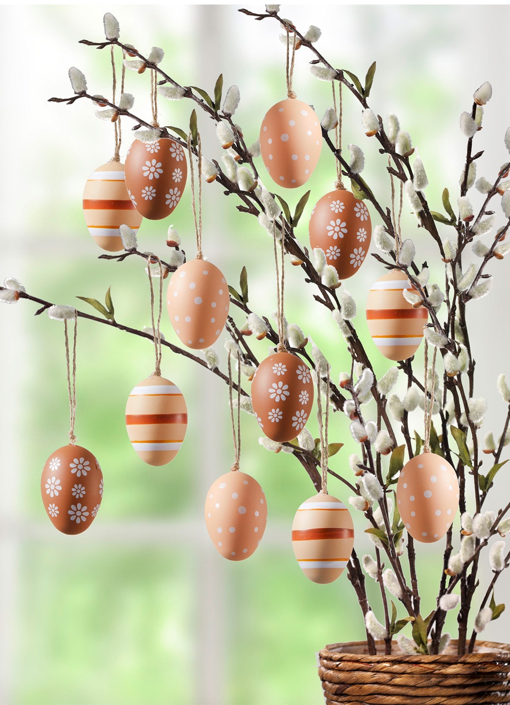 Ostereier mit frühlingshaftem Motiv, 12er-Set