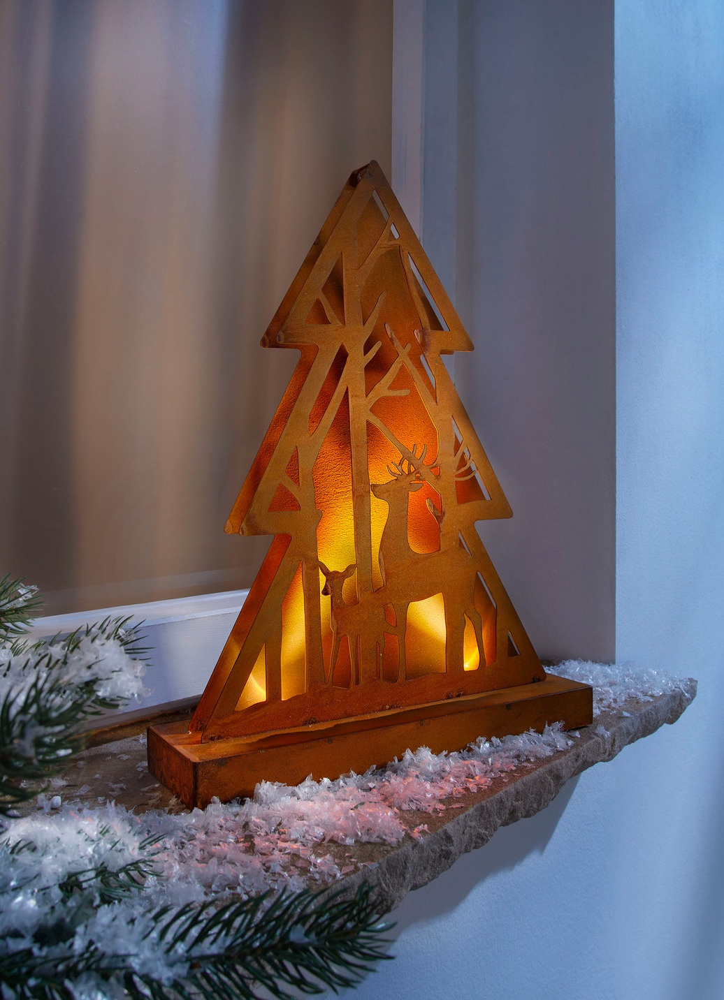 Waldsilhouette mit LED Beleuchtung