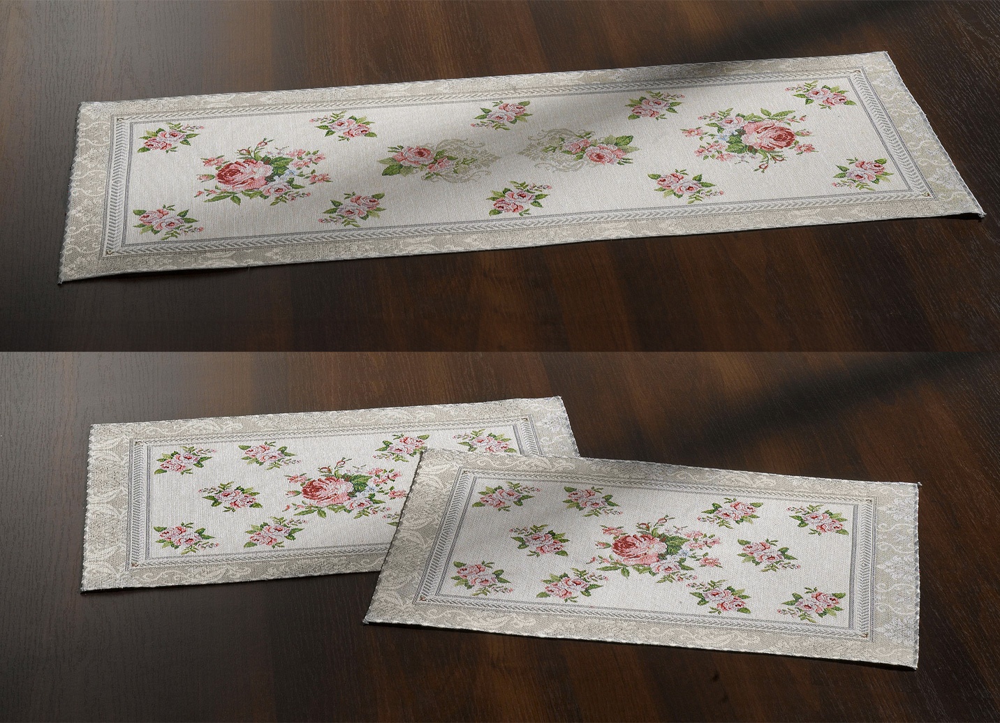 Tisch- und Raumdekoration mit romantischem Rosenmotiv