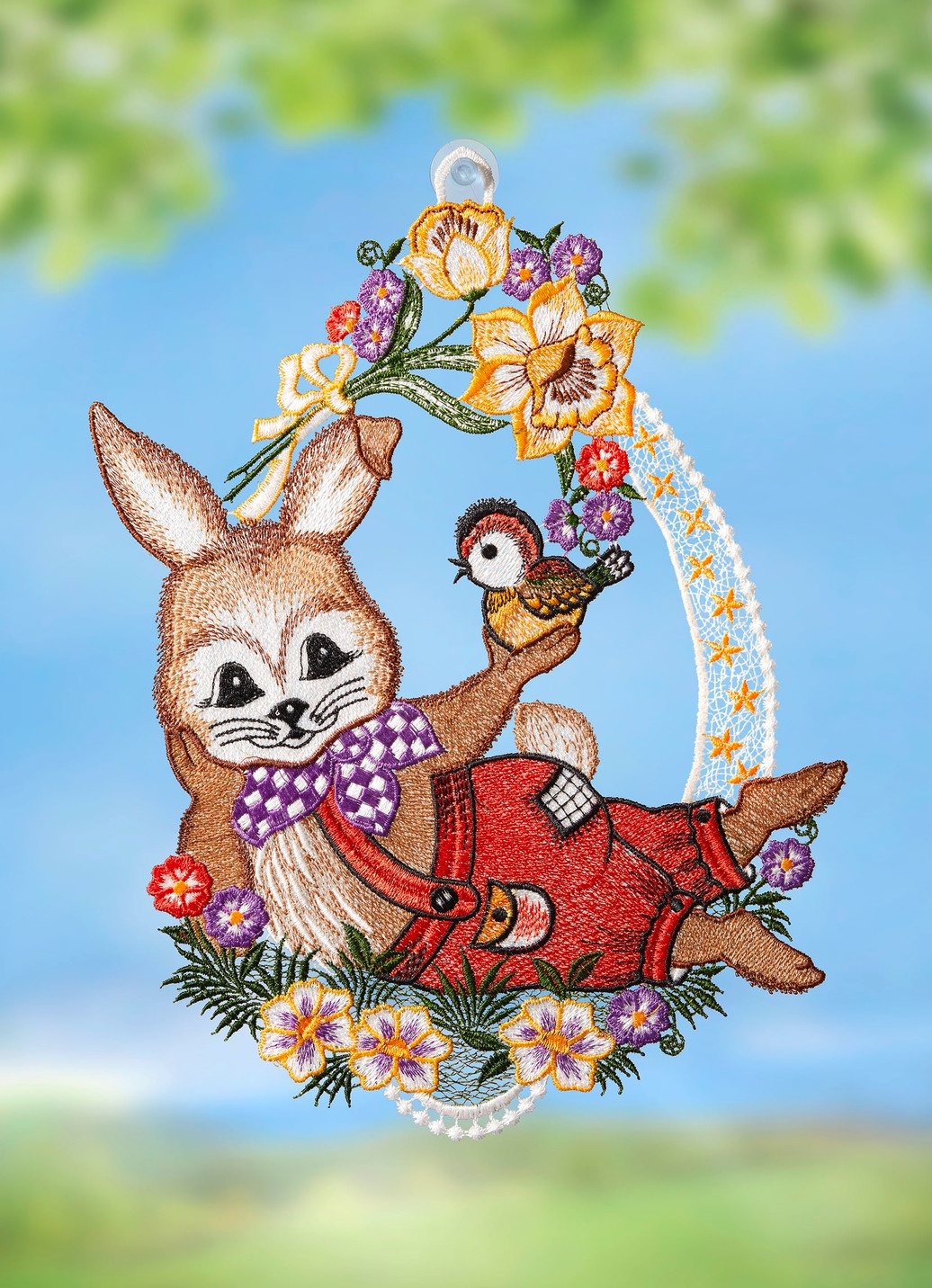Fensterbild mit Osterhasen-Motiv