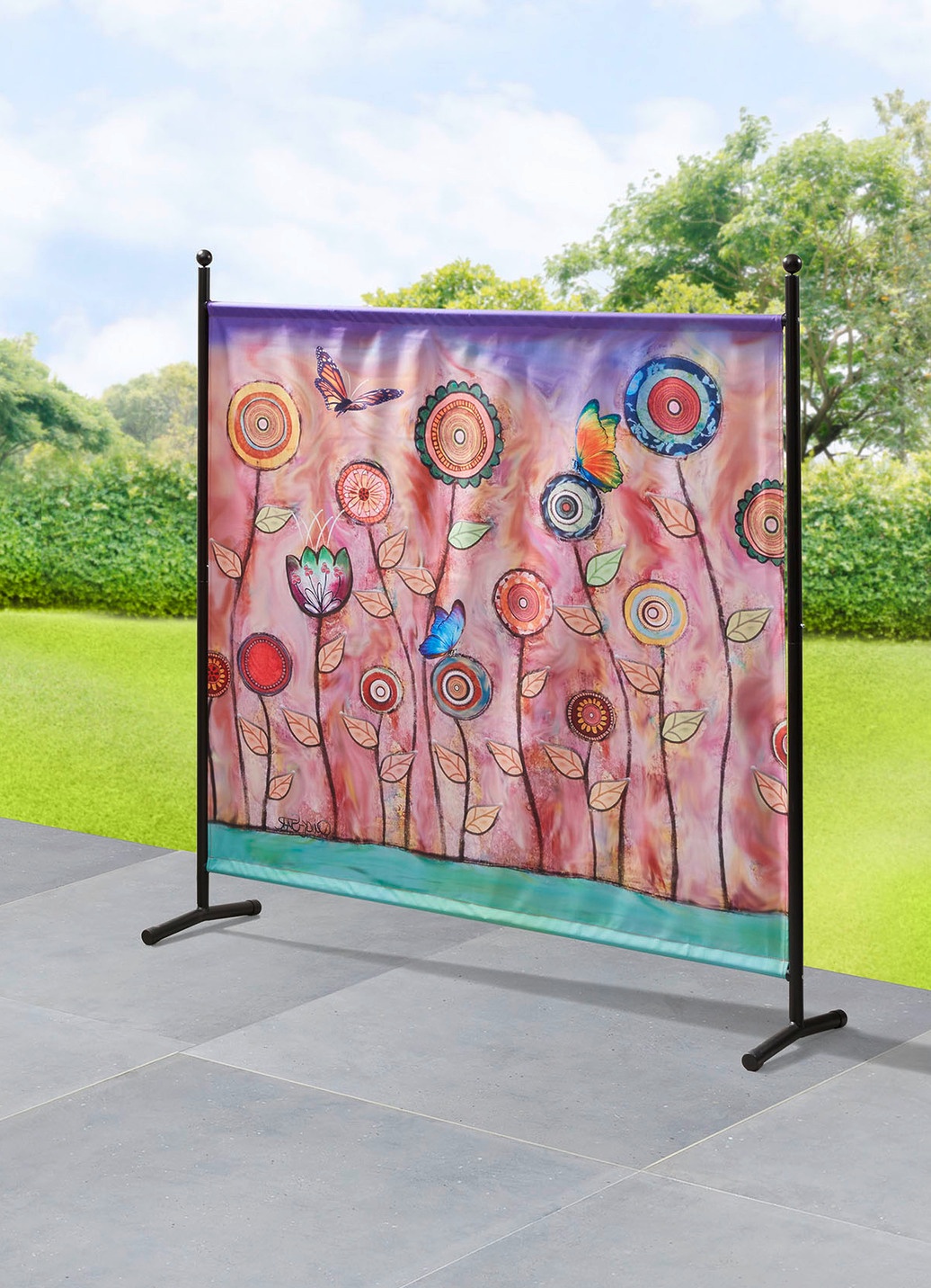 Stellwand mit originellem Blumenmotiv