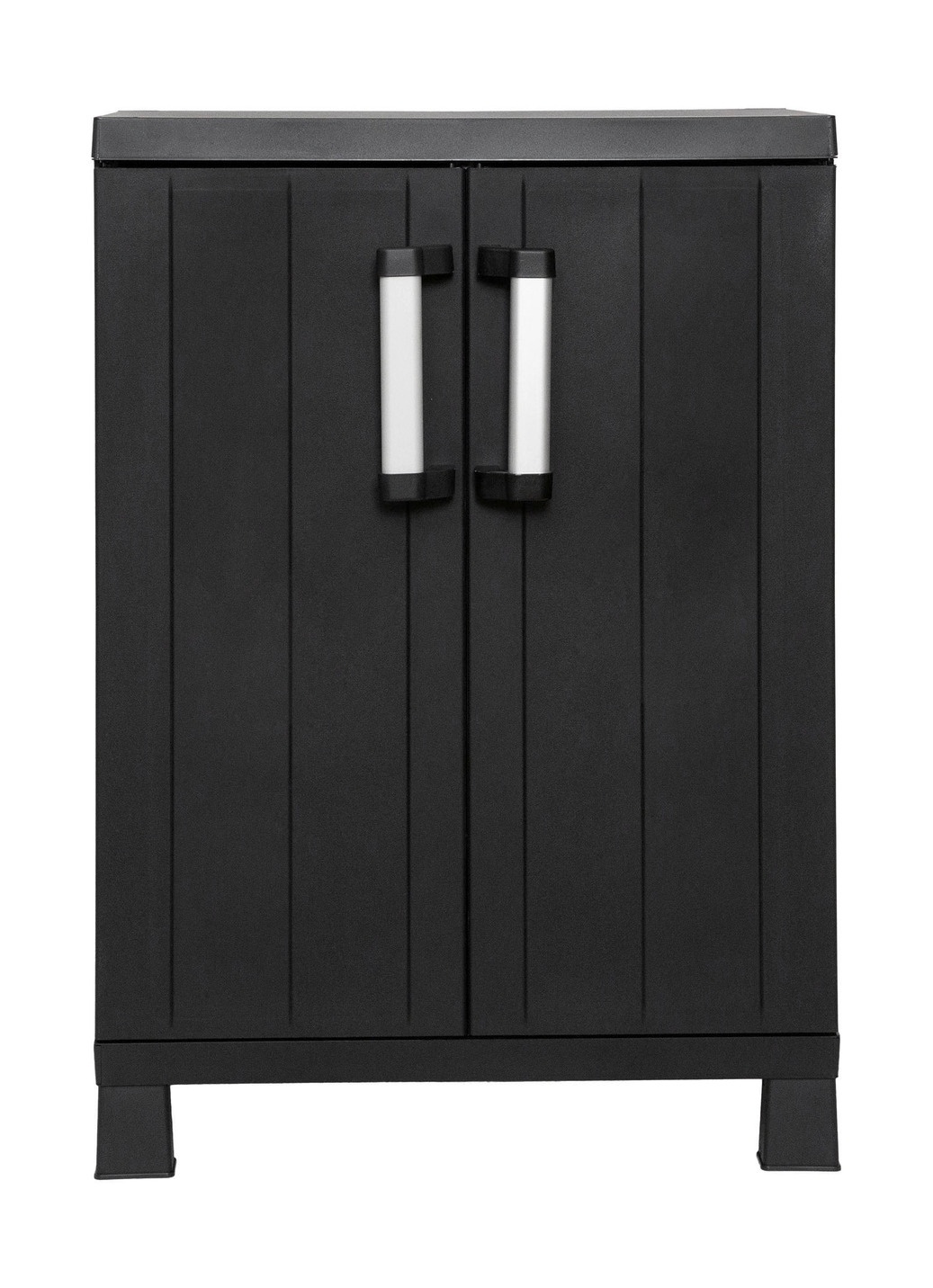 Geräteschrank Garage mit Holzlamellen-Effekt