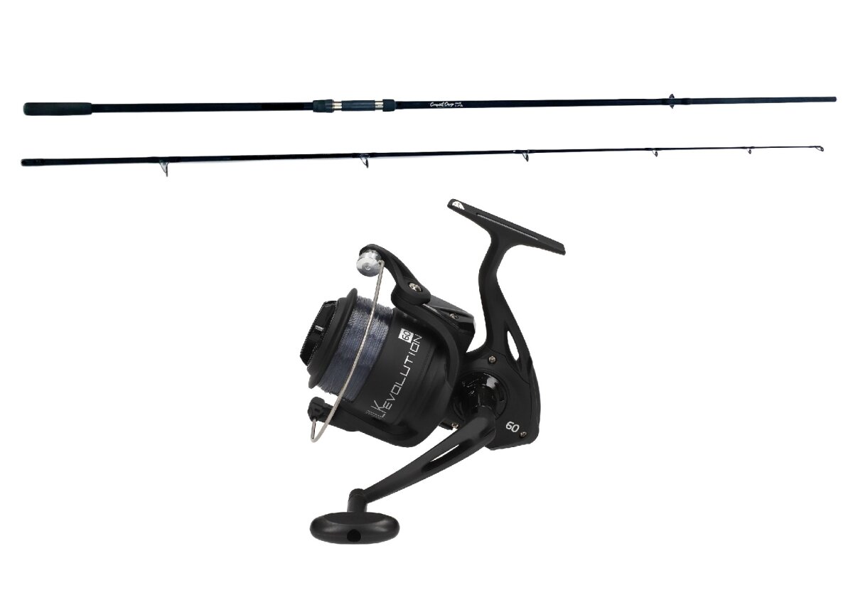 Allroundcombo 2,75 LBS – Crucial Carp Rod 3,60m Karpfenrute + Lineaeffe Silk Evolution FD 60 Spinnrolle mit Schnur