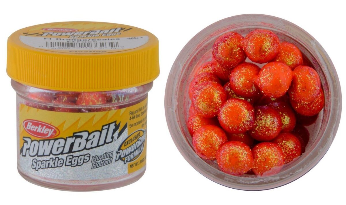 Berkley Powerbait Sparkle Eggs 14g Floating Magnum Fl. Orange with Scales