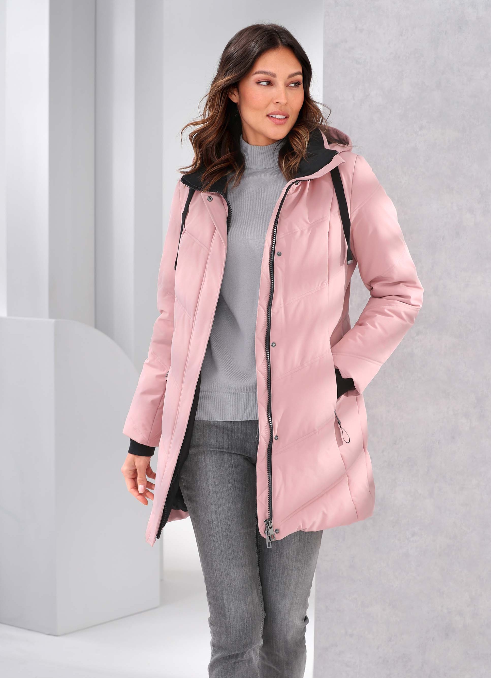 Funktions-Longjacke mit 2-Wege-Reißverschluss