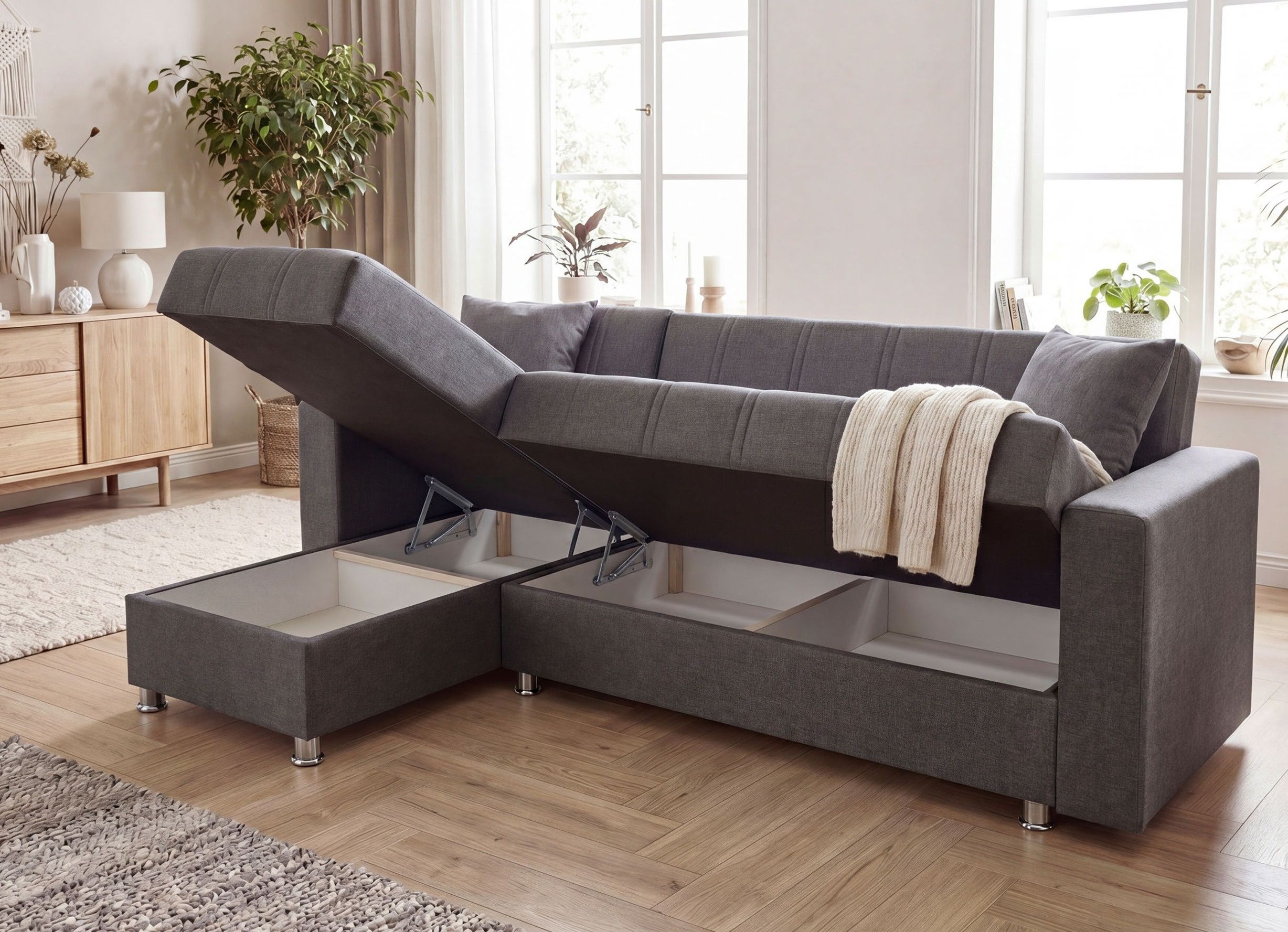 Stilsichere Polsterecke mit Bettfunktion